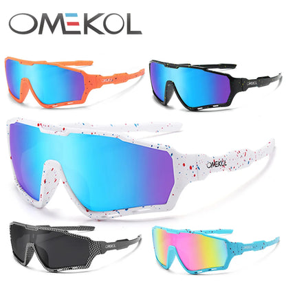 OMEKOL Nya UV400-cykelsolglasögon för män och kvinnor – softball, fiske, vandring, löpning, utomhusglasögon, baseboll, sport- och solglasögon
