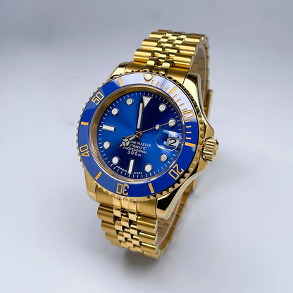 40mm Luxury Full Gold YM Automatic Watch, Ceramic Rotating Bezel, Super Luminous Display, Sapphire Glass for NH35mechanicalwatch