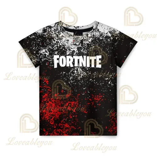Camiseta infantil de verano Cartoon Fortnite con estampado 3D, para niños y niñas, streetwear para adultos y niños, camiseta divertida de cuello redondo