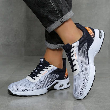 Zapatos para hombre, calzado casual para hombre, malla transpirable, amortiguación de aire, suela suave, zapatillas deportivas modernas con bloques de color