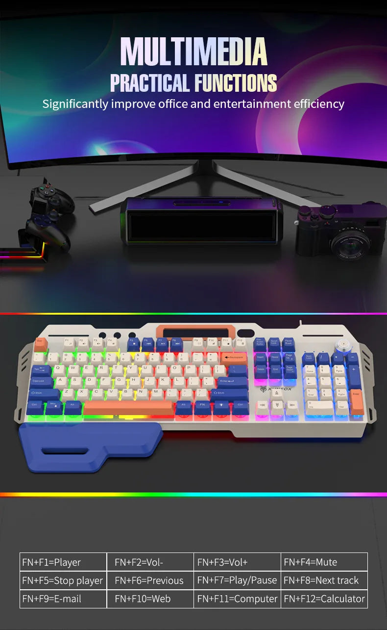 Russian Gaming Keyboard With Russian Layout Spanish Arabic Korean Keyboard Mouse Gamer 104 Keys 100% Layout Wired RGB Light K90