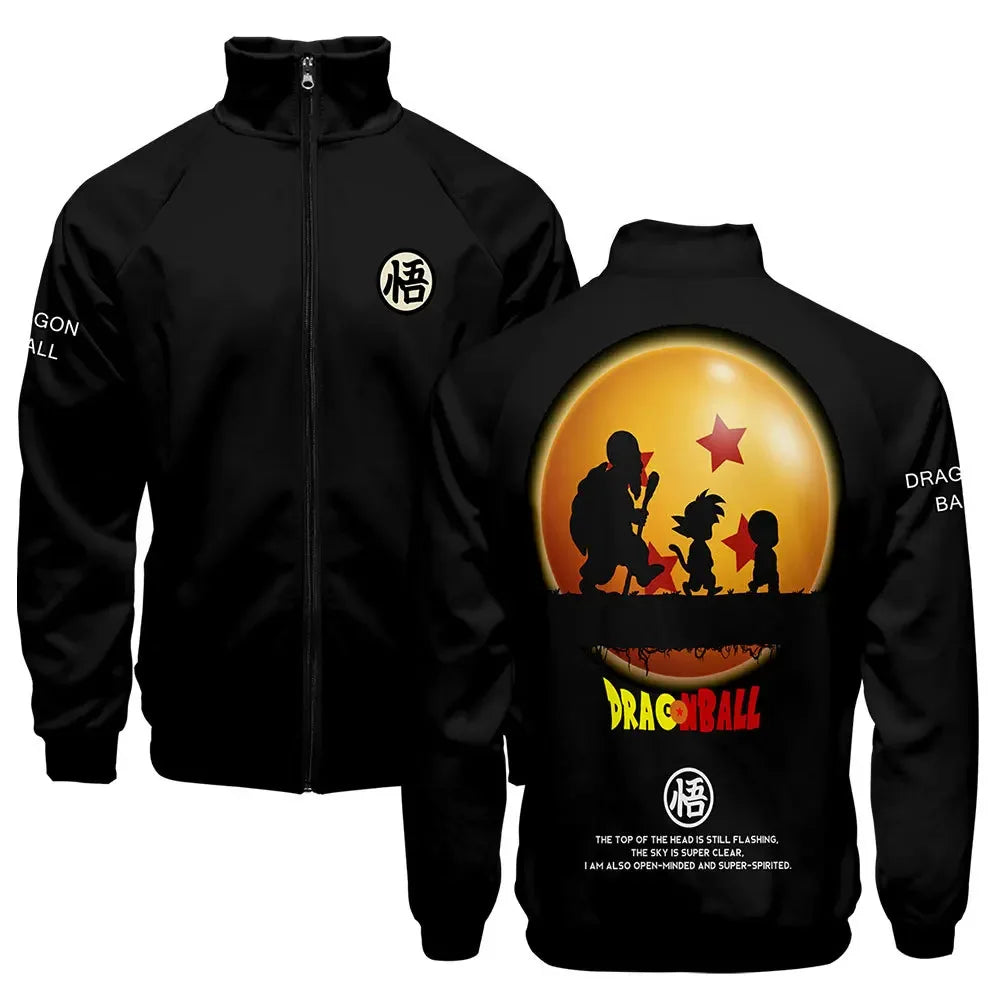 New Fashion Dragon Ball Print Stand Collar Zipper Hoodie Men Women Zipper Hoodies Jackets Long Sleeve Sport Hip Hop Sweatshirts