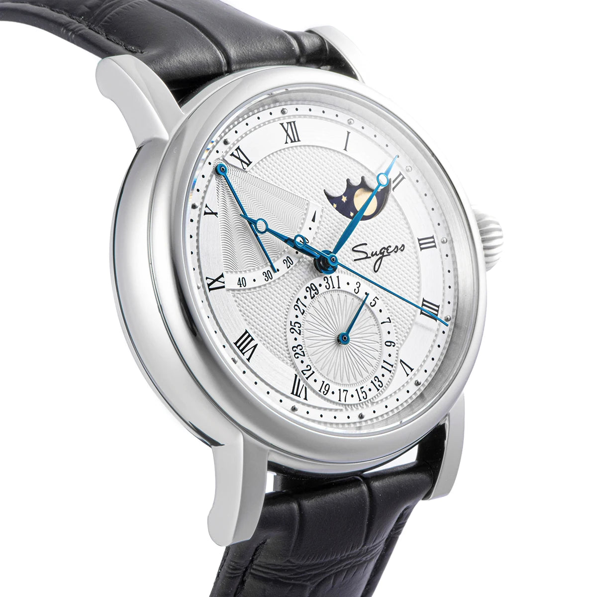 2023 Sugess Watch of Men Automatic Mechanical Moon-Phase Wristwatches Power Reserved  Sapphire WaterResistant Tianjin Movement