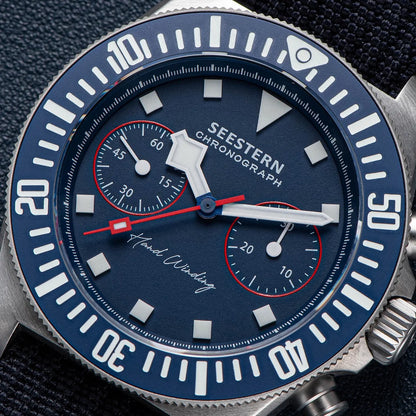 SEESTERN Chronograph Man of Watch Mechanical Tianjin ST1901 Movement Sapphire Wristwatches Nylon Sticker Strap Luminous Skeleton