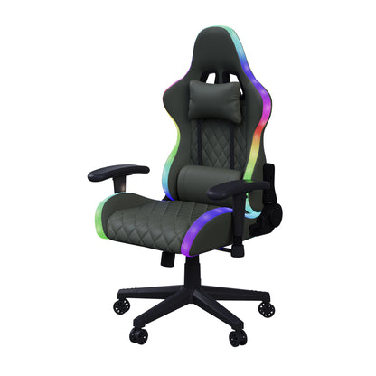 Fangange Gaming Chair with Massage Function, Adjustable backrest,Computer Chair,with ambient light,Lumbar Cushion, Pillow,150 KG