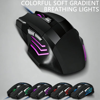 USB Wired Mouse 7 Button 2400DPI Gaming Mouse RGB Breathing Light Mecha Mice Ergonomic Optical Office Mice For Desktop Laptop
