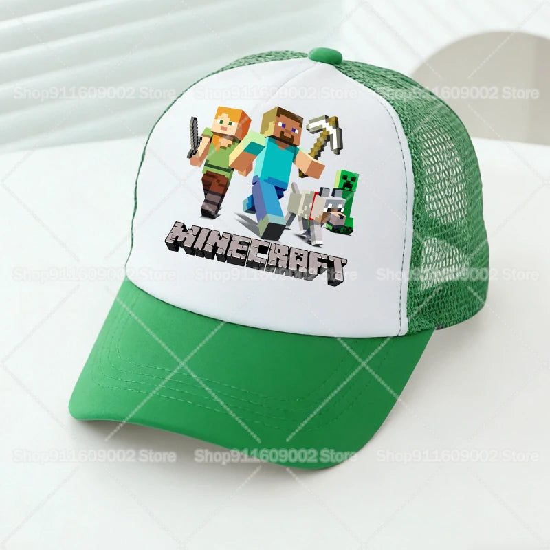 Baseballové čepice Minecrafted Mesh s kreslenými postavičkami – sportovní čepice pro dospělé a děti, pro chlapce i dívky, letní outdoorové čepice s kšiltem proti slunci, dárkové