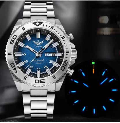 Yelang Watches V1035 44mm Men Diving Watch Human Kinetic Energy Watch 100m Waterproof Watches luminous Japan PX83 Sapphire