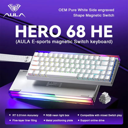 AULA HERO68 HE Magnetic Switch Keyboard Rapid Trigger 8K Polling Rate Esports Gaming Keyboard RGB Wired Mechanical Keyboard
