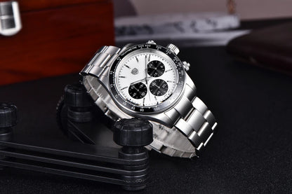 Herreur Rolls Timi Panda – Kvarts-kronograf, luksusmodel, safirglas med antirefleksbehandling, vandtæt, sporty stil