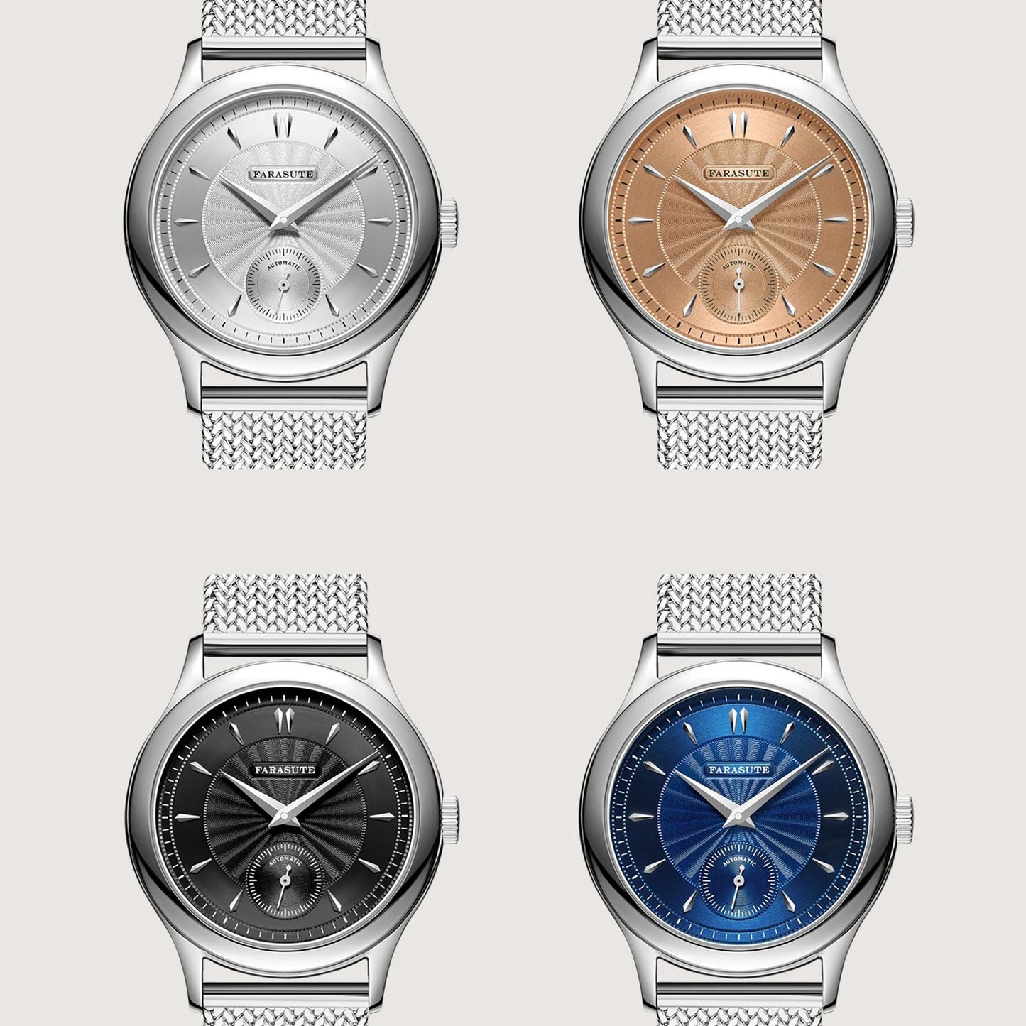 FARASUTE Retro Hangzhou Customized Movement Automatic Mechanical Watch Men Sapphire Stainless Steel Small Second Hand Wristwatch
