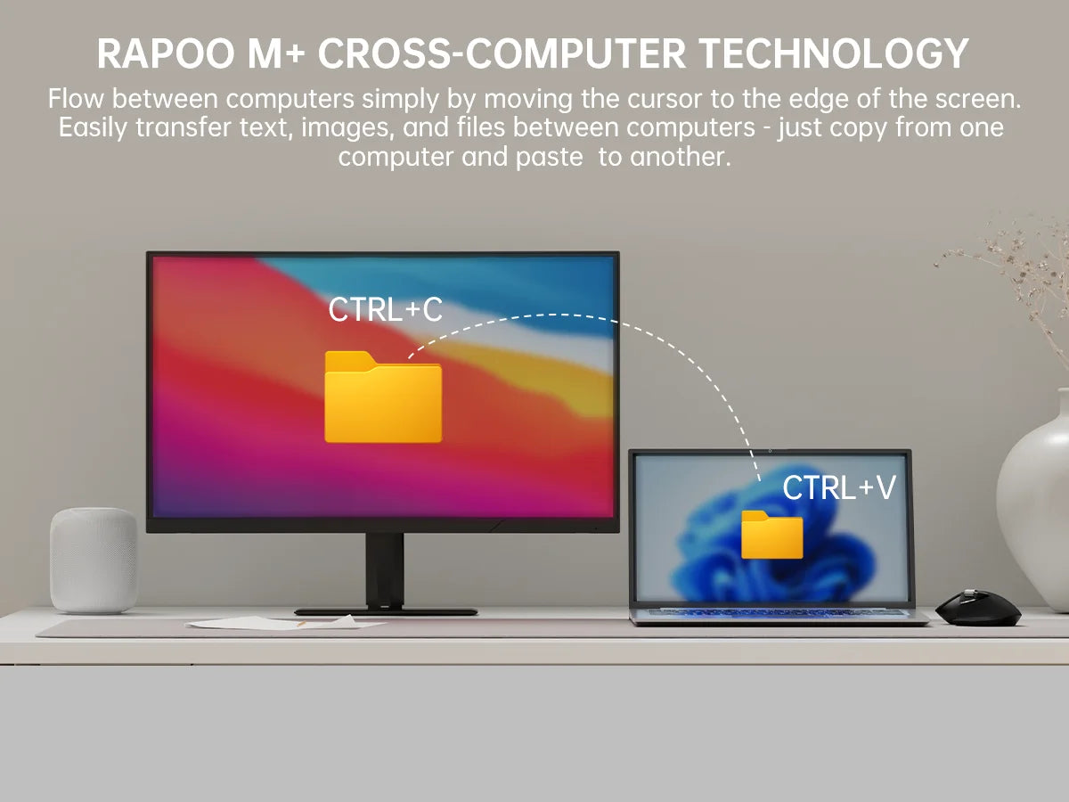 Rapoo MT760/MT760L/MT760Mini/MT760M Rechargeable Multi-mode Bluetooth Wireless Mouse Ergonomic 4000 DPI Support Up to 4 Devices