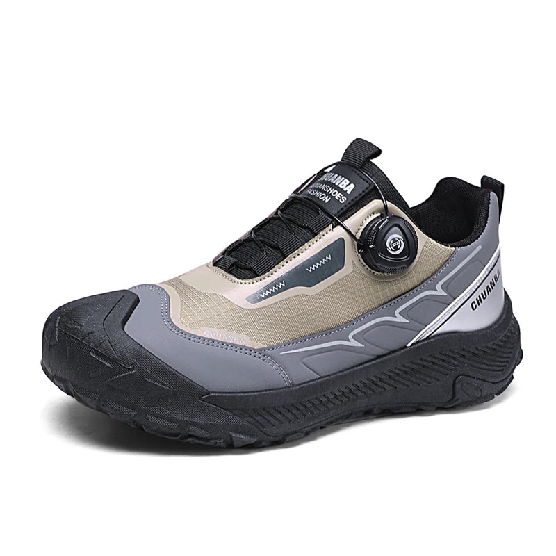 Rotary Buckle Men's Trekking Sneakers Outdoor Platform Hiking Shoes Men Sports Shoes Comfortable Non-slip Climbing Walking Shoes