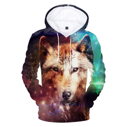 Cool Space Galaxy Wolf Hoodie Hoodies Men Bright Wolf Fashion Handsome Wolf Hoodies Spring Autumn Pullovers Sweatshirts Sweat