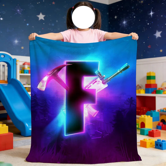 F-Fortnite Logo Game Decke – weiche Kuscheldecke für Picknick, Bett, Sofa, Zuhause und Schlafzimmer, gemütlich warm und komfortabel