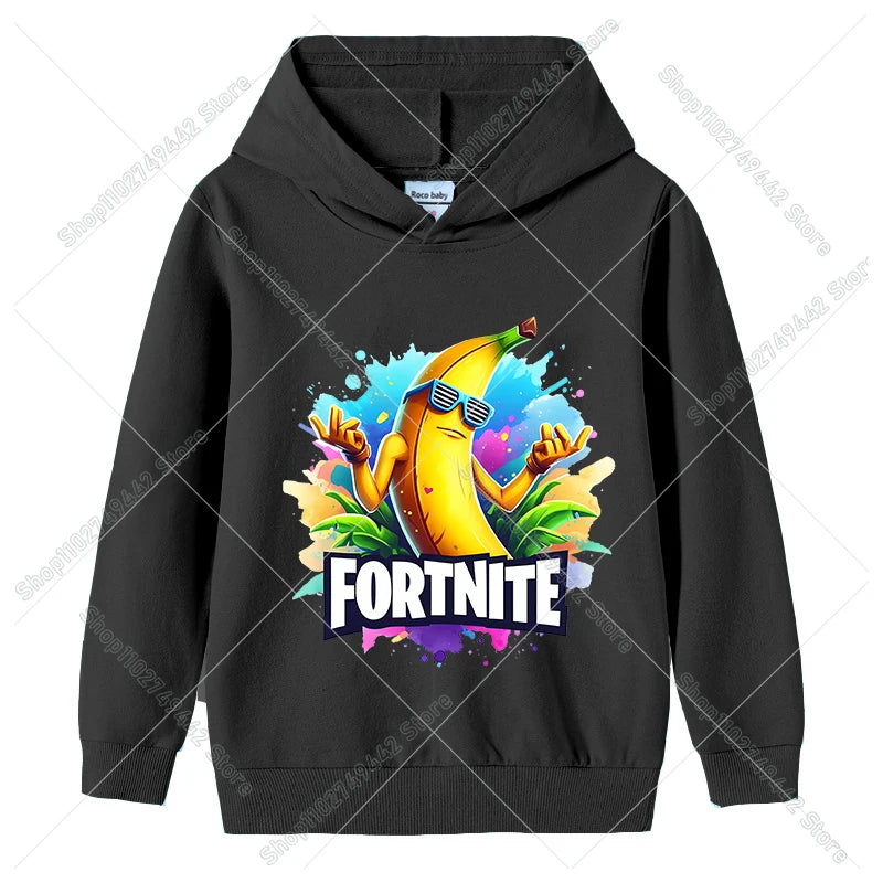 Lasten Fortnite-huppari syksyyn, ohut hupullinen collegepaita pojille ja tytöille, pitkähihainen pusero, urheilu- ja vapaa-ajan lastenvaate