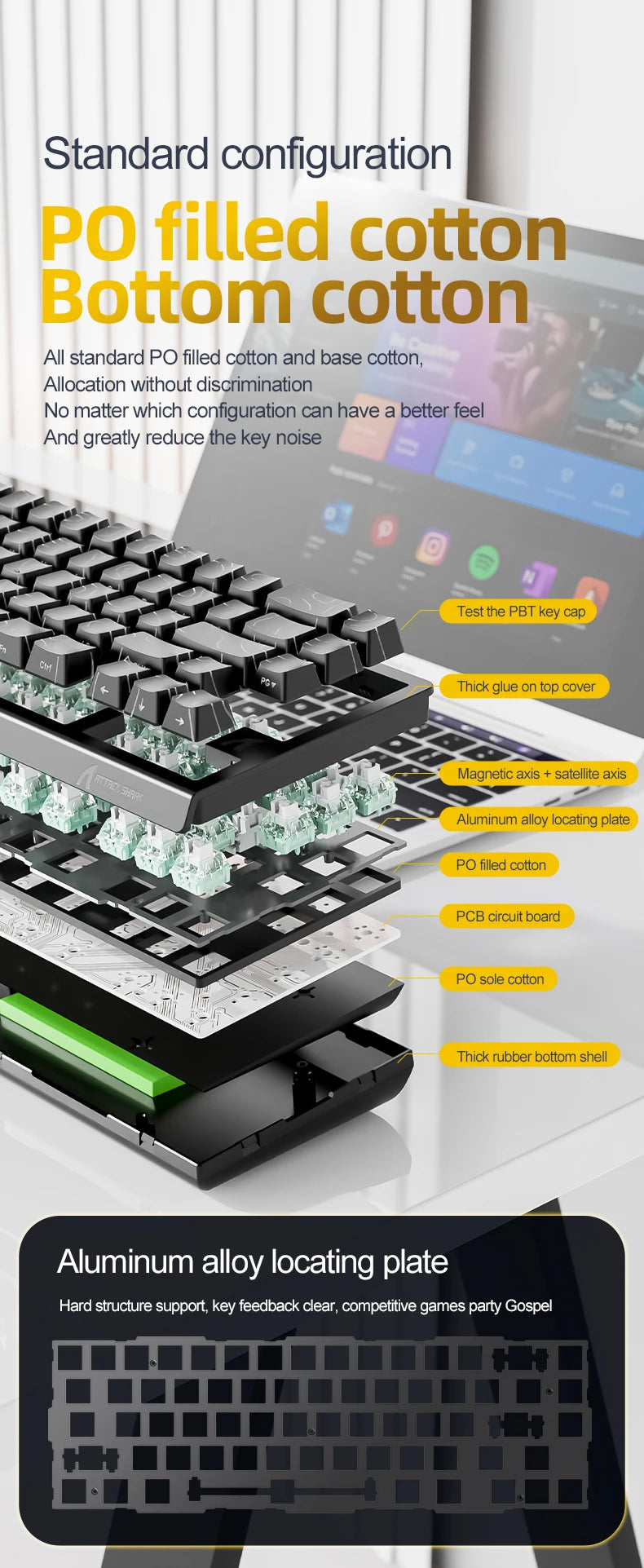 ATTACK SHARK X68HE Magnetic Keyboard Red Wired Mechanical for Pro Gaming 0.01mm Rapid Trigger 8000Hz SOCD/Rs 0.125ms 128K Rate