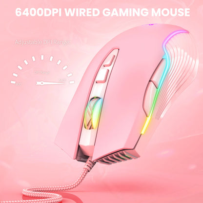 ONIKUMA Gaming Headphones Esports Package with Dynamic RGB Light Detachable Cat Ears Mouse Holder Wired Headset with Mic Gamer