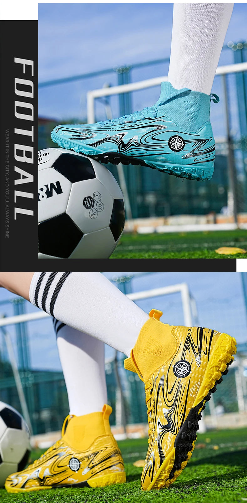 Chuteiras de Futebol Profissionais para Homem, com Pitons, Antiderrapantes, Respiráveis e Confortáveis, para Treino e Jogo, para Rapazes, Relva Natural e Sintética