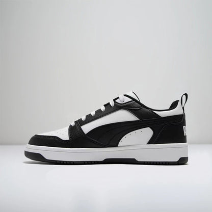 Puma Rebound V6 : baskets basses haut de gamme, élégantes, polyvalentes, amortissantes, légères, pour hommes et femmes – noir 392328-01