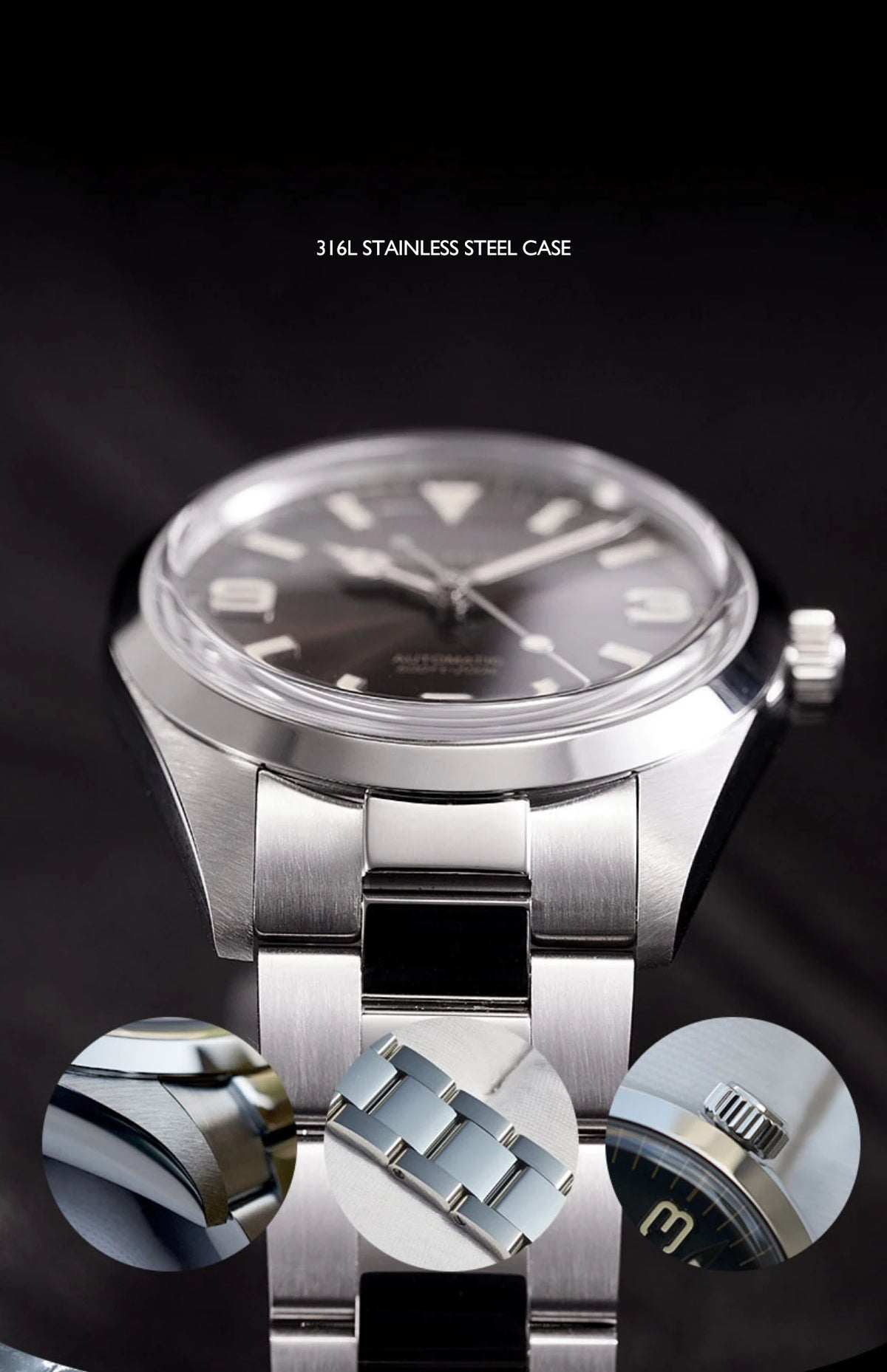 Baltany Men Automatic Watch 39MM Mechaical Wristwatch Bubble Sapphire 20ATM Waterproof C3 Luminous NH38 / SW200