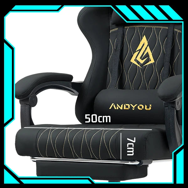 Andyou Ergonomic Gaming Chair - Swivel Reclining Gaming Chair , PU Leather Upholstery, Weight Capacity 150kg