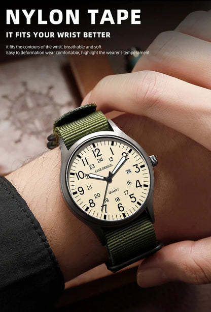 LIGE Top Brand Luxury Men Quartz Watch Date Nylon Leather Waterproof Luminous Military Sports Watches For Men relogios masculino