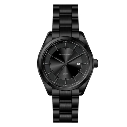 Relógio de quartzo HANNAH MARTIN, 40 mm, para homem, bracelete em aço inoxidável preto, resistente à água até 3 bar, estilo desportivo-chique