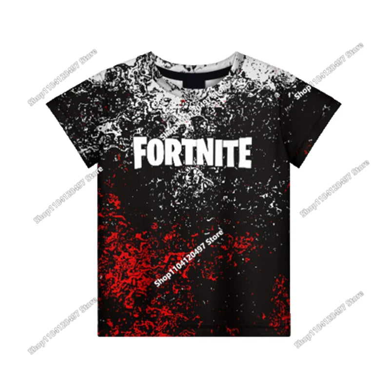T-shirt estiva Fortnite per adulti e bambini con stampa digitale 3D, vestibilità ampia, taglie grandi, maniche corte