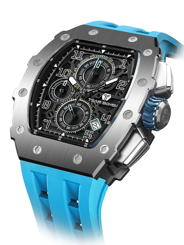 Orologio da uomo TSAR BOMBA New TB8204, cronografo al quarzo giapponese, impermeabile 50M, stile sportivo fashion, orologio da polso di lusso, regalo da uomo
