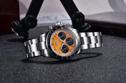 Herreur Rolls Timi Panda – Kvarts-kronograf, luksusmodel, safirglas med antirefleksbehandling, vandtæt, sporty stil