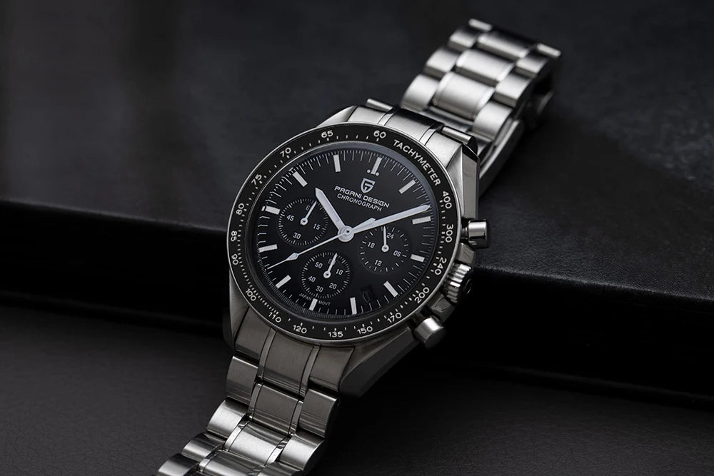 PAGANI DESIGN Moon-ur – Luksus-kvarts-kronograf til mænd, sporty stil, safirglas med antirefleksbehandling, selvlysende display
