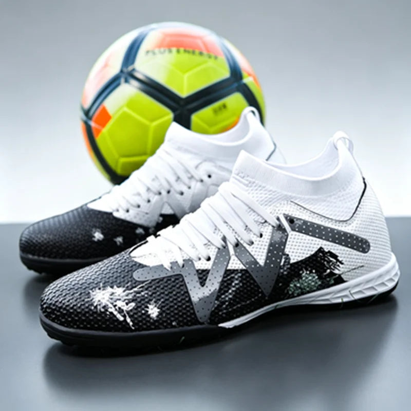 Chaussures de football TF pour adultes toutes saisons, tissu PU mixte, semelle extérieure en caoutchouc résistante à l'usure, forte adhérence pour les sports sur gazon toute l'année