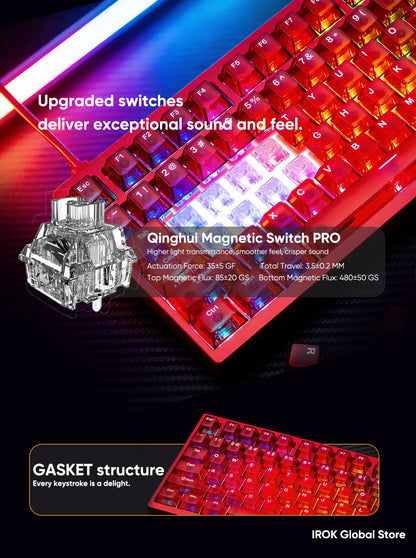 IROK MG75 V2 MG75V2 magnetische Gaming-Tastatur aus Aluminium, mechanisch, Rapid Trigger 0.07ms, 8KHz, 0.001mm, 512K Abtastrate, Gamer-Tastatur