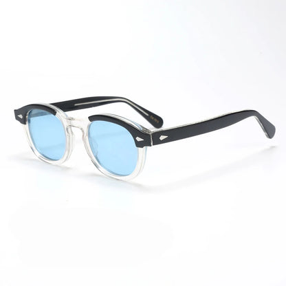 Polariserade solglasögon för män och kvinnor, Johnny Depp-inspirerade solglasögon i Lemtosh-stil, retro, runda, acetatbåge, UV400-glas, Oculos