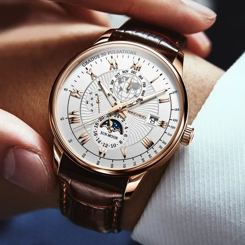 2026 New Luxury Men's Sport Watch Fashion Top Waterproof Luminous Leather Date Quartz Wristwatch Man's Clock