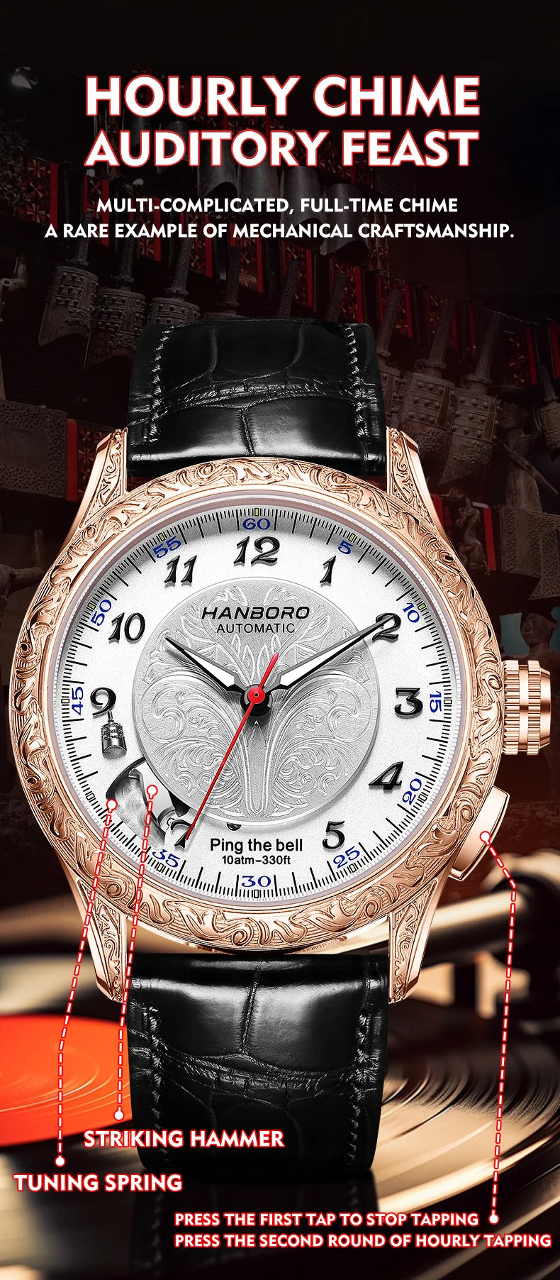 HANBORO hourly clock series men's fully automatic mechanical watch 5379
