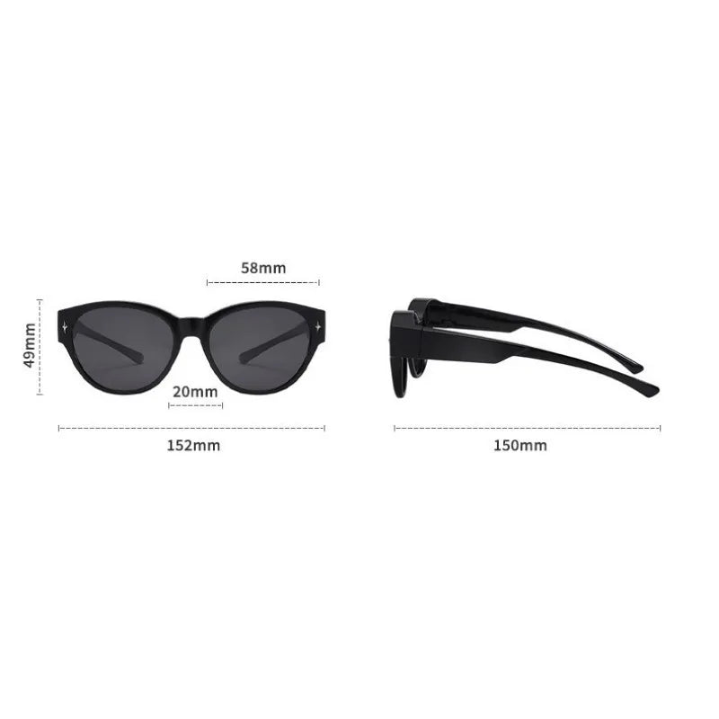 Fit Over Sunglasses for Driving Outdoor Activities Over Prescription Glasses for Myopia Unisex Style