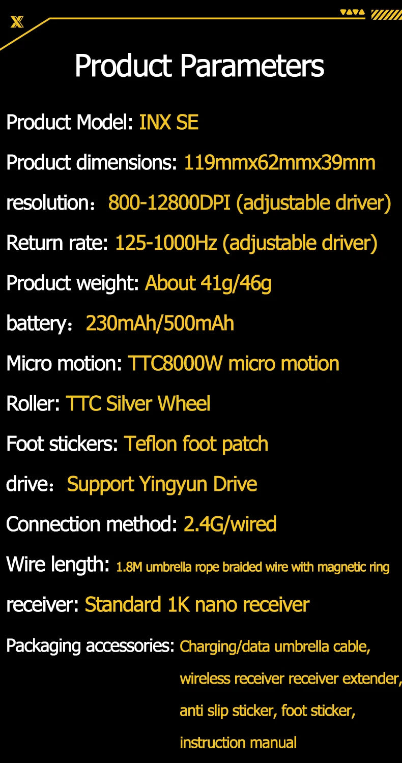 INPHIC INX SE Lightweight Wireless Gaming Mouse 12800DPI Flagship Touch 1000HZ Wireless Mouse Suitable for Desktop Laptops