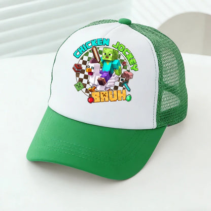 Baseballové čepice Minecrafted Mesh s kreslenými postavičkami – sportovní čepice pro dospělé a děti, pro chlapce i dívky, letní outdoorové čepice s kšiltem proti slunci, dárkové