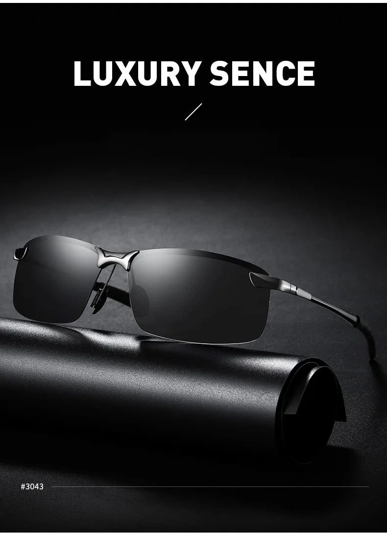 Classic Metal Men Polarized Sunglasses Fashion Driving Fishing Half Frame Retro Sun Glasses Luxury Brand Designer Eyewear UV400