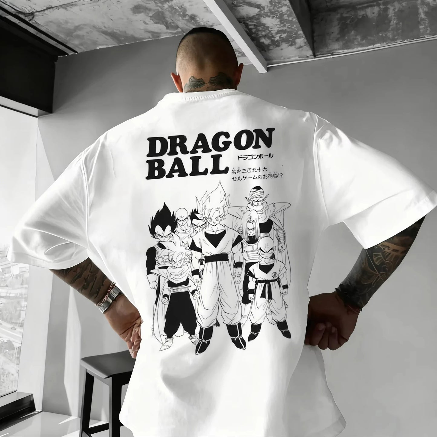T-shirt oversize Dragon Ball Estate 2026 con cavo di alimentazione, Piccolo Goku, stampa artistica, casual neutro Y2K
