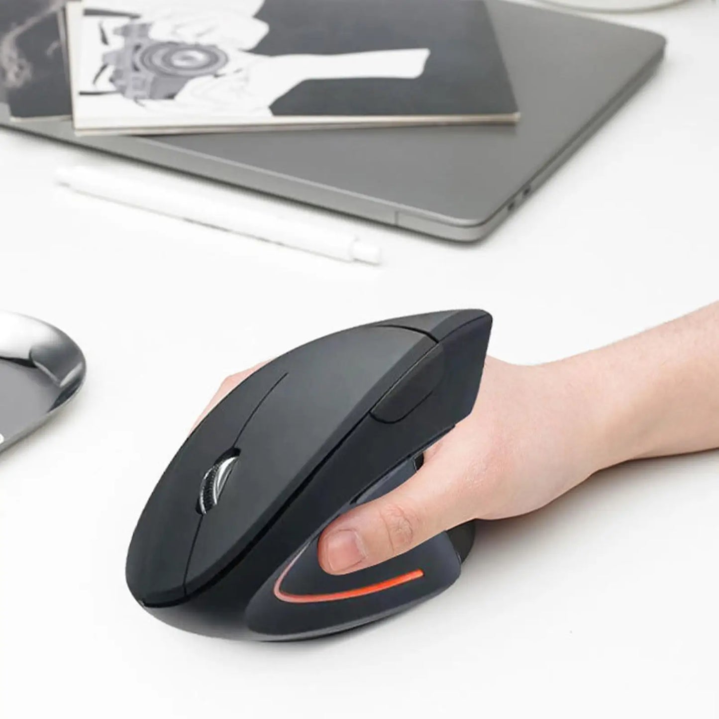 2.4G Wireless Mouse Vertical Game Mouse Ergonomics 1600DPI PC Laptop Office Mini Game Mouse