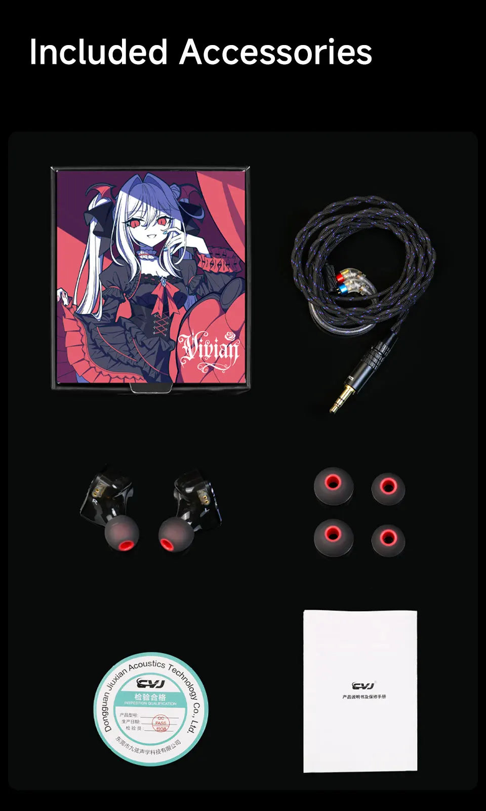 CVJ Vivian In Ear Earphones 10mm Dynamic Driver suitable for Music and Gaming 0.78mm Detachable Cable HiFi Sound Quality