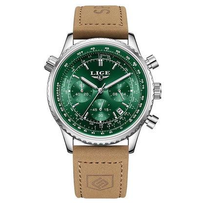 Relógio de luxo para homem LIGE – Cronógrafo com data, em aço inoxidável, estanque, luminescente, estilo desportivo e militar, relógio de quartzo para homem