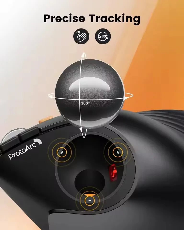 ProtoArc EM05NLWireless Trackball Mouse Rechargeable Bluetooth Ergonomic Vertical Rollerball Mouse for Computer iPad Mac Windows