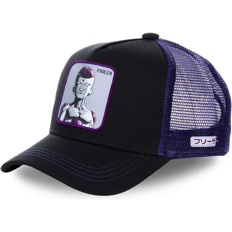 Casquette Dragon Ball Son Goku pour l'été : casquette de voyage à visière, pour homme, brodée, style hip-hop, visière pare-soleil, casquette trucker ajustable en maille
