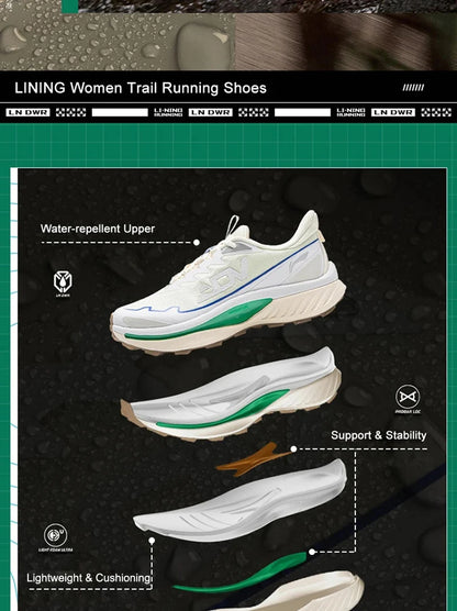 Li-Ning Women's BEN XIAO Trail Running Shoes LN DWR Water Repellent Breathable Support Stable Li-Ning Mountain Sneakers ARNV016