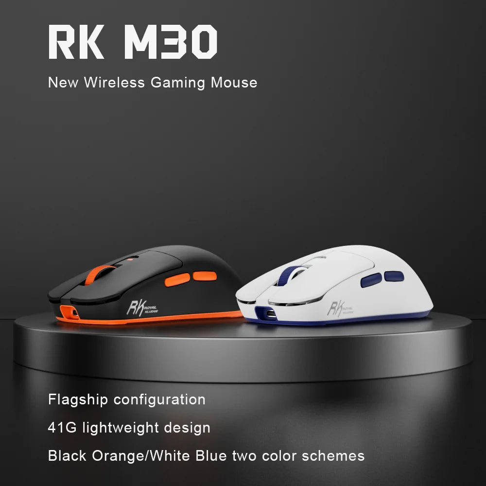 RK ROYAL KLUDGE M30 Bluetooth Wireless Mouse PAW3311 41G Lightweight 12000dpi Tri-mode Gamer Computer Mouse  Ergonomic Software