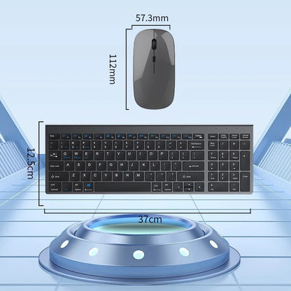 JOMAA Bluetooth-&2.4G-USB-Tastatur-und-Maus-Set für Laptop, Computer und iPad, wiederaufladbare kabellose Tastatur-und-Maus-Kombination, leise